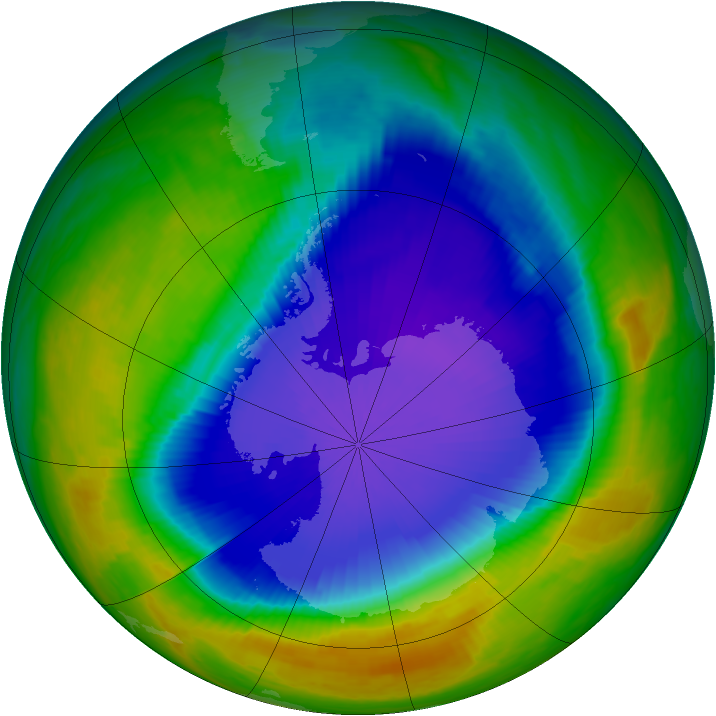 Antarctic ozone map for 24 October 1998